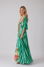 Ember - Women's Printed Kaftan Maxi Dress-Women’s Maxi Dress-Lyrasue-Green-S-Lyrasue