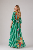 Ember - Women's Printed Kaftan Maxi Dress-Women’s Maxi Dress-Lyrasue-Green-S-Lyrasue