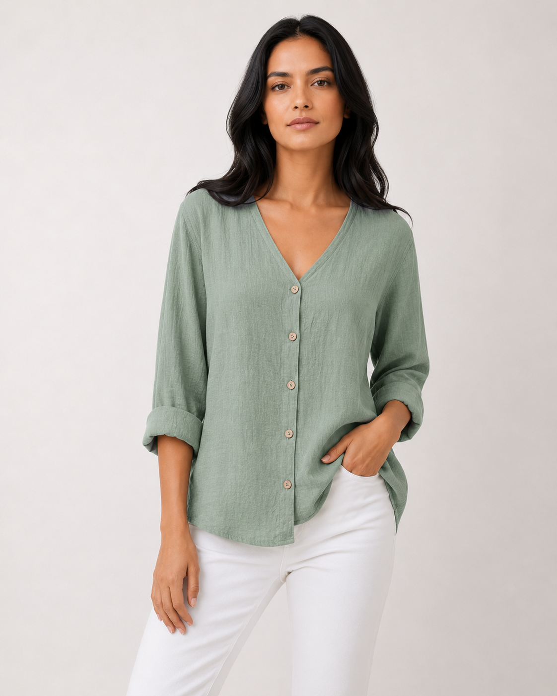 Hadley - Women’s Casual V-Neck T-Shirt with Stylish Print-Women T-Shirt-Lyrasue-Green-S-Lyrasue