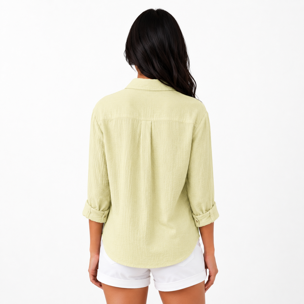 Daniela - Women’s Short Sleeve Summer Blouse with Button Placket-Women’s Blouse-Lyrasue-Khaki-S-Lyrasue