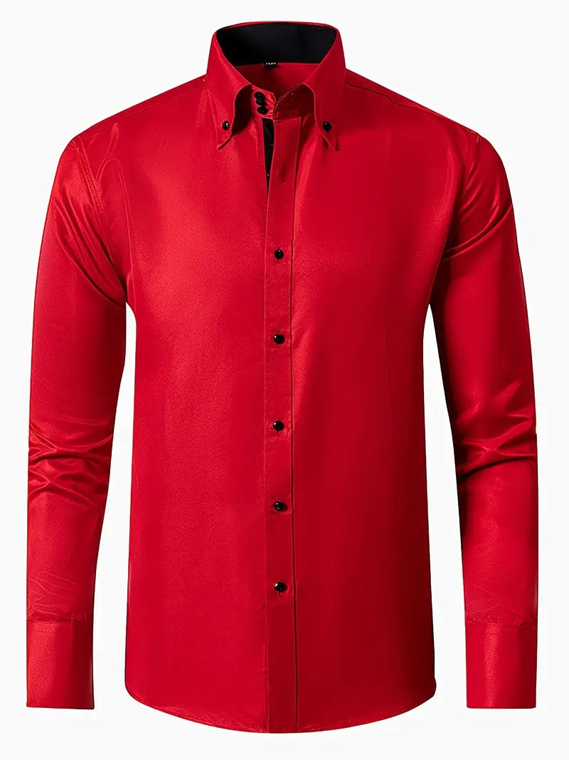 Giovanni - Men's Tailored Button-Up Dress Shirt-Men Shirts Dress_shirts-Lyrasue-Red-XS-Lyrasue