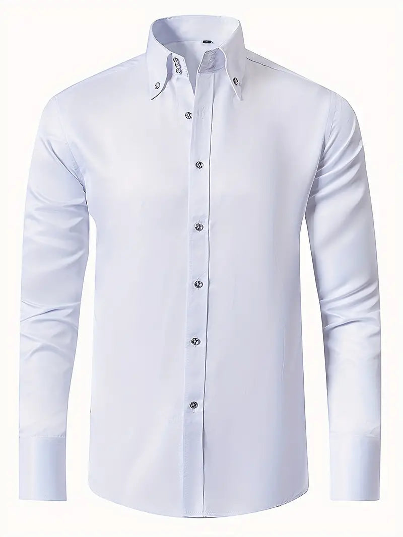 Giovanni - Men's Tailored Button-Up Dress Shirt-Men Shirts Dress_shirts-Lyrasue-Milky-XS-Lyrasue