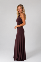 Harlow - Women's One Shoulder Maxi Evening Dress-Lyrasue-Brown-XS-Lyrasue