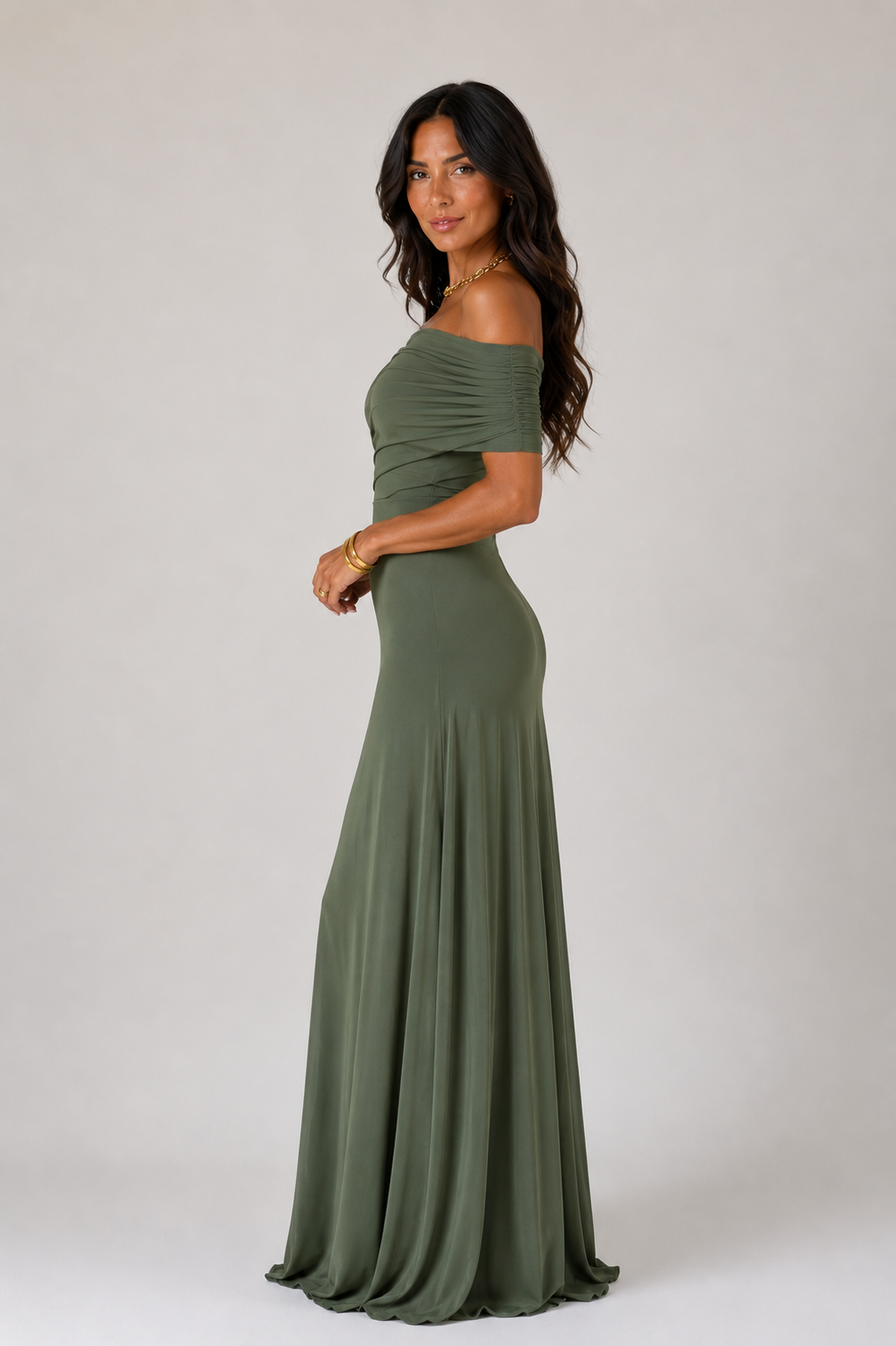 Harlow - Women's One Shoulder Maxi Evening Dress-Lyrasue-Brown-XS-Lyrasue