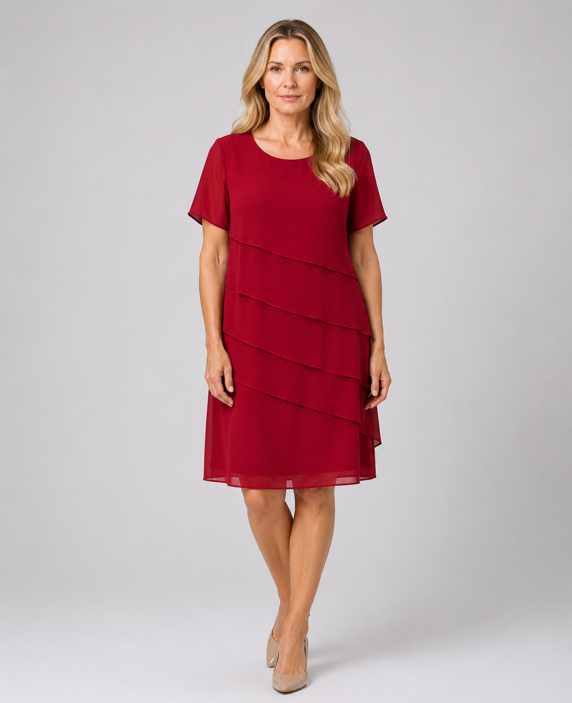Harmony - Women’s Elegant Figure-Hugging Bodycon Midi Dress-Lyrasue-Red-S-Lyrasue