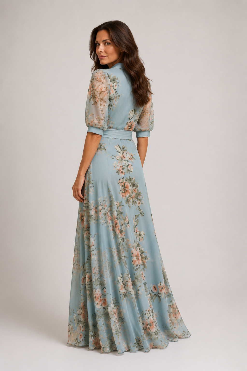 Indigo - Women’s Floral Wrap Maxi Dress with Tie Waist-Women’s Midi Dress Summer Push-Lyrasue-Blue-S-Lyrasue