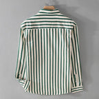 Jan - Men’s Classic Striped Button-Up Shirt with Chest Pocket-Men Shirts Casual_shirts-Lyrasue-Brown-M-Lyrasue