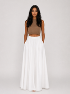Jasmine - Women’s Pleated Maxi Skirt with High Waist-Skirts-Lyrasue-White-XS-Lyrasue
