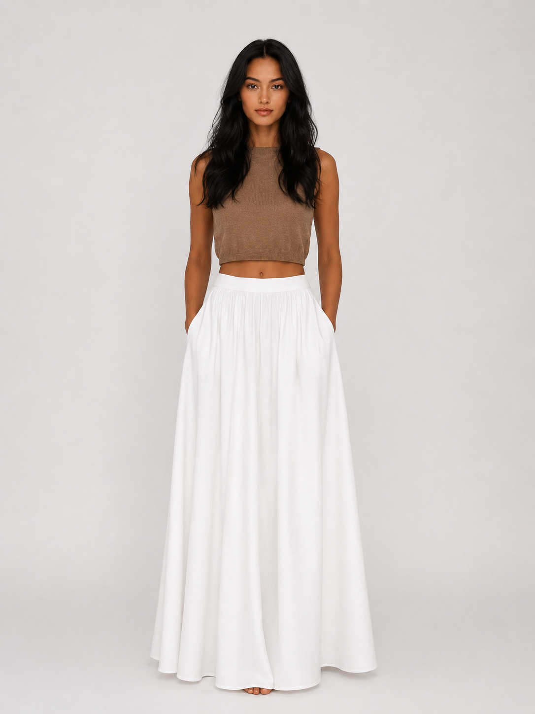 Jasmine - Women’s Pleated Maxi Skirt with High Waist-Skirts-Lyrasue-White-XS-Lyrasue