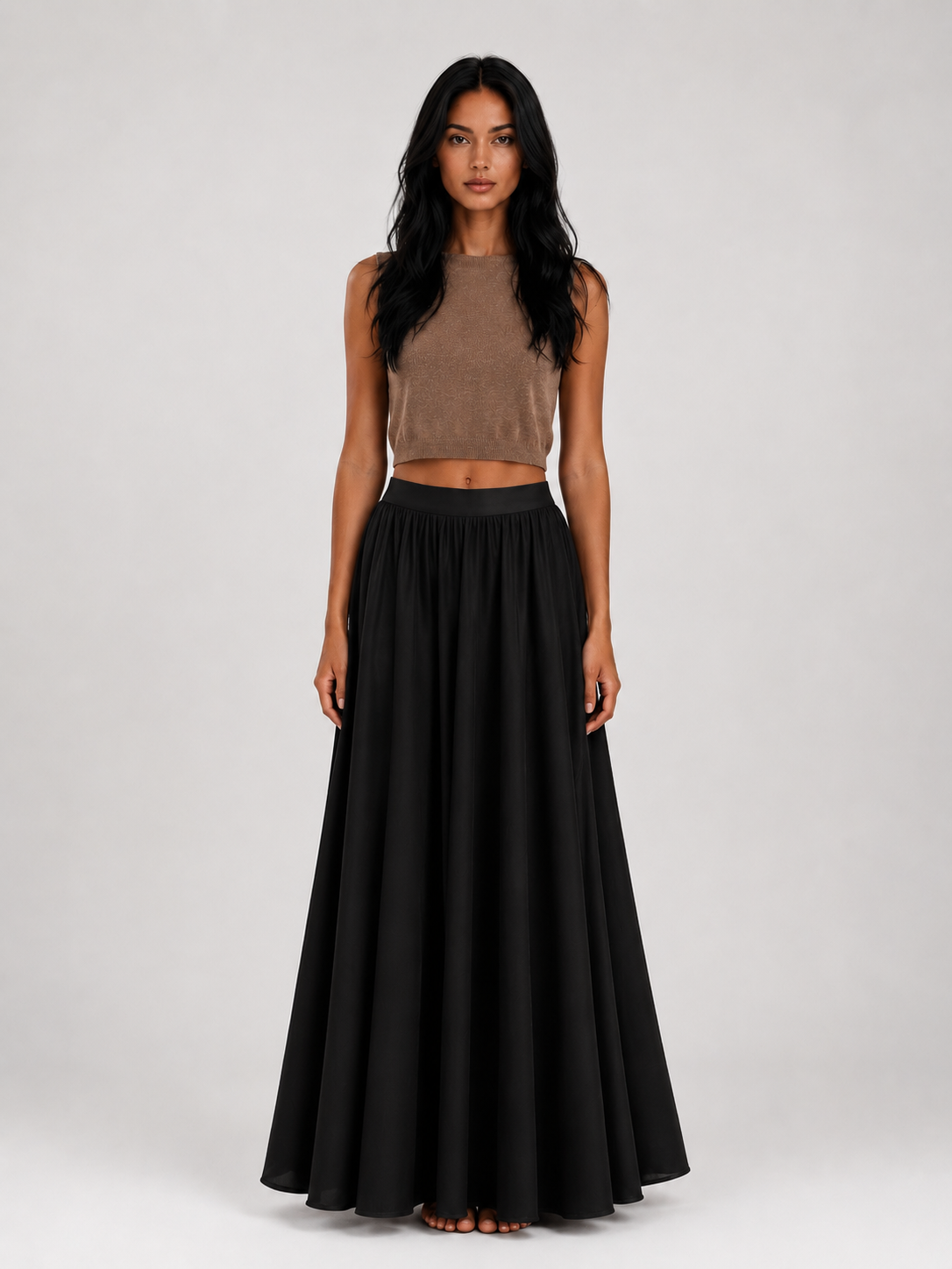 Jasmine - Women’s Pleated Maxi Skirt with High Waist-Skirts-Lyrasue-Black-XS-Lyrasue