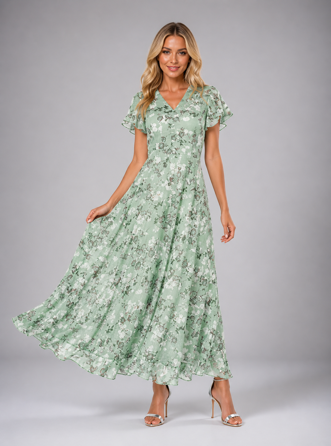 Jessy - Women's Floral Wedding Guest Summer Maxi Dress-Maxi Dress Women-Lyrasue-Green-S-Lyrasue