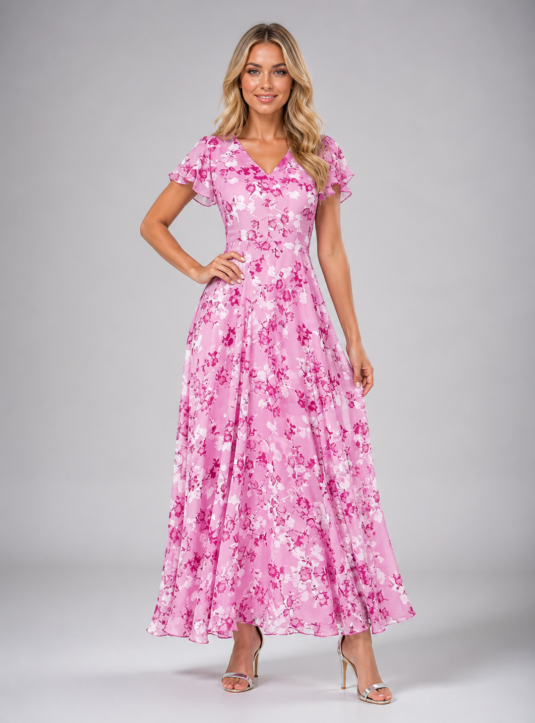 Jessy - Women's Floral Wedding Guest Summer Maxi Dress-Maxi Dress Women-Lyrasue-Pink-S-Lyrasue