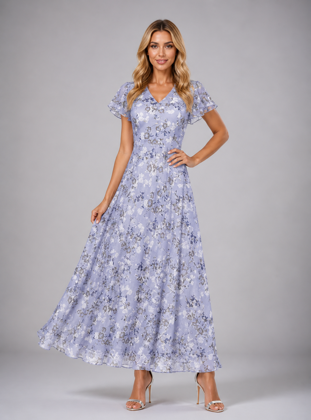 Jessy - Women's Floral Wedding Guest Summer Maxi Dress-Maxi Dress Women-Lyrasue-Lila-S-Lyrasue