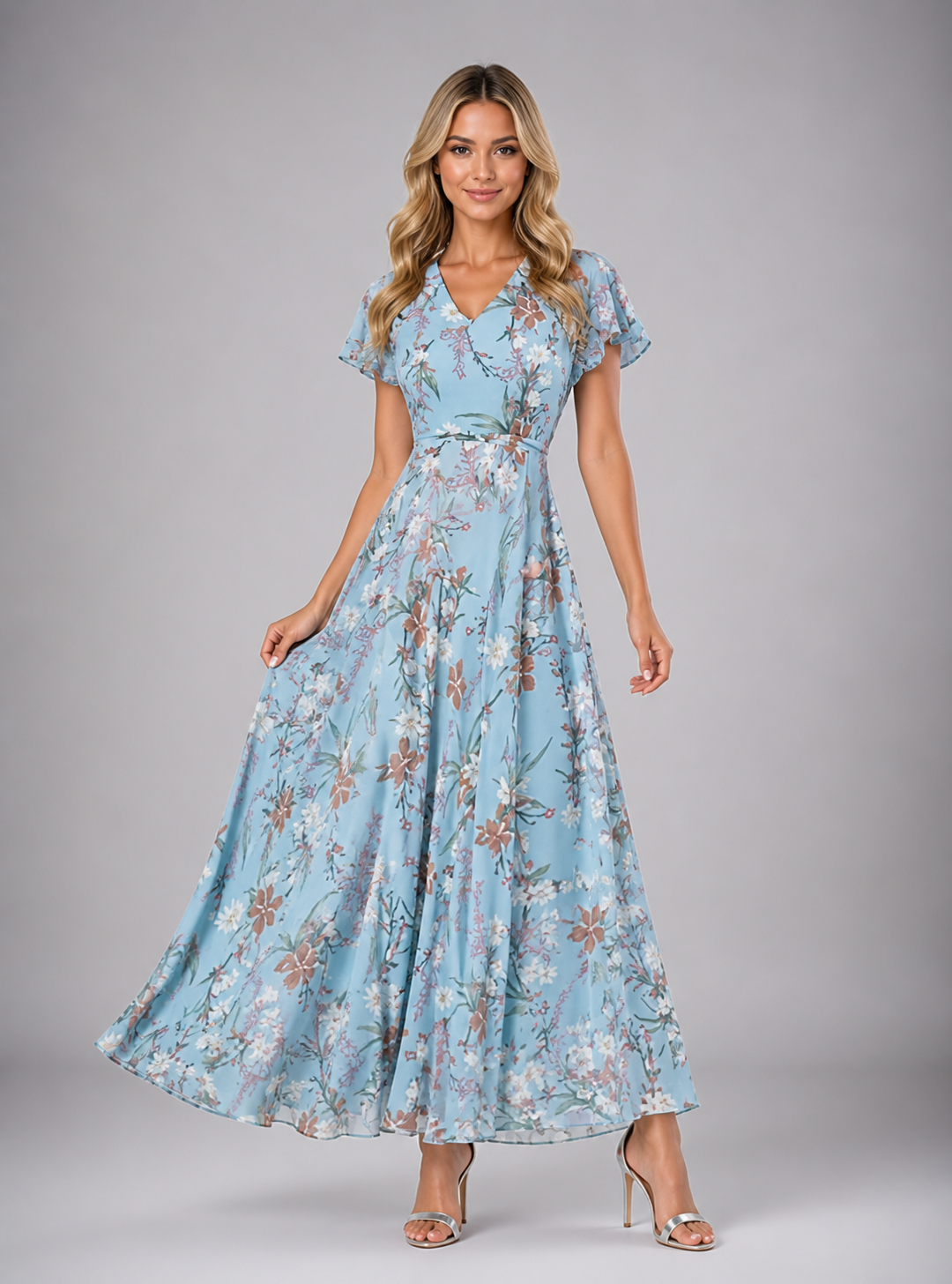 Jessy - Women's Floral Wedding Guest Summer Maxi Dress-Maxi Dress Women-Lyrasue-Blue-S-Lyrasue