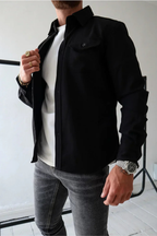 Joey - Men's Casual Long Sleeve Overshirt with Chest Pocket-Men Shirts Casual_shirts-Lyrasue-Grey-S-Lyrasue