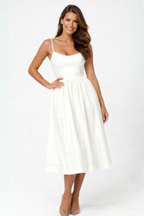 Kate – Women's Flowing Sleeveless Midi Summer Occasion Dress-Women's Dresses-Lyrasue-White-S-Lyrasue