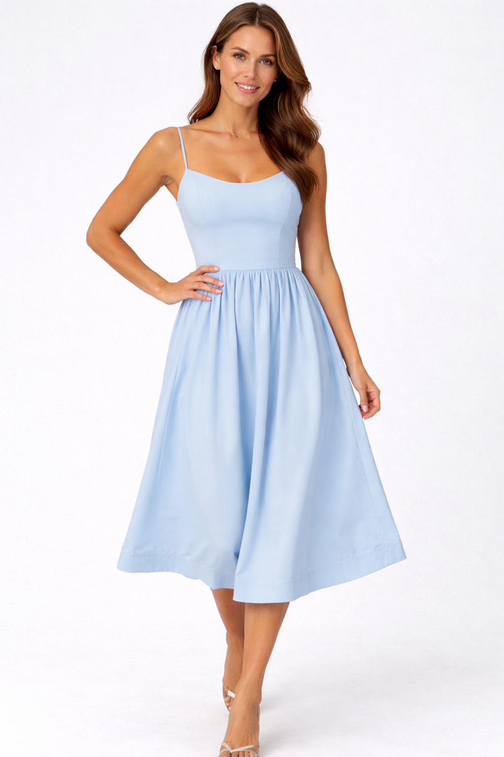 Kate – Women's Flowing Sleeveless Midi Summer Occasion Dress-Women's Dresses-Lyrasue-Light Blue-S-Lyrasue