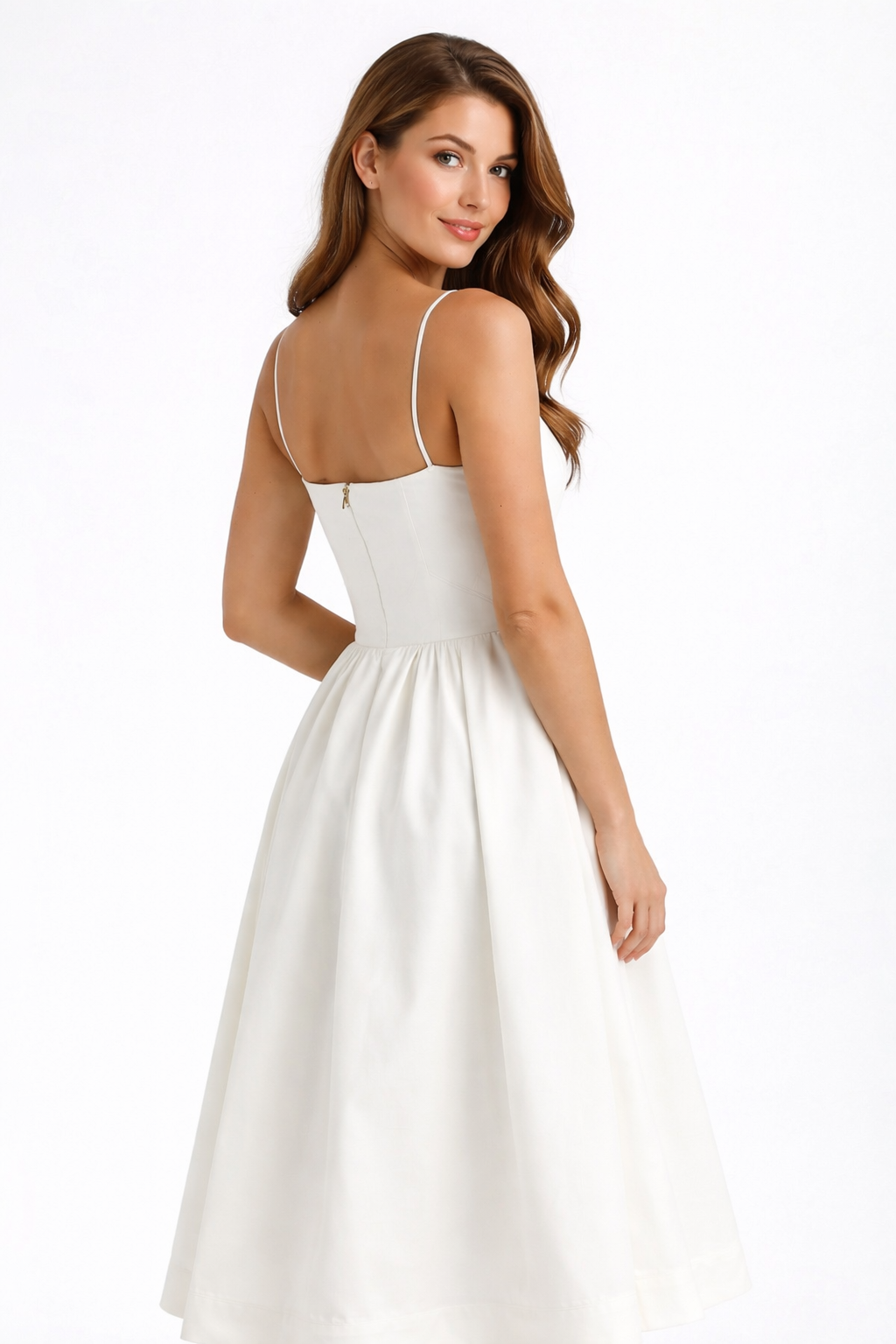 Kate – Women's Flowing Sleeveless Midi Summer Occasion Dress-Women's Dresses-Lyrasue-White-S-Lyrasue