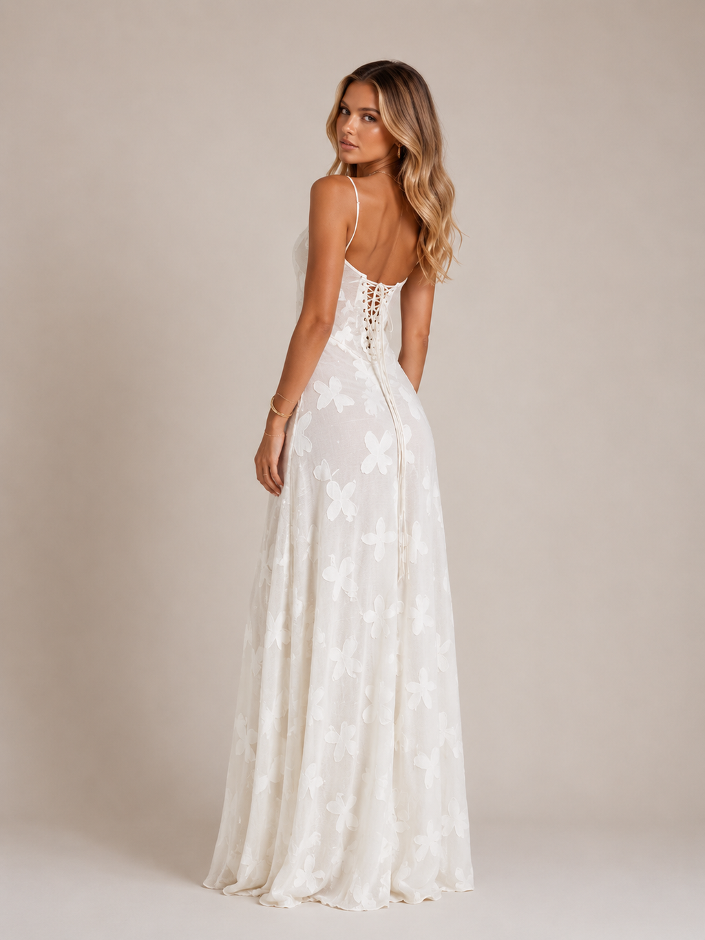 Kaylee - Women's Embroidered Cami Wedding Guest Maxi Dress-Lyrasue-White-XS-Lyrasue