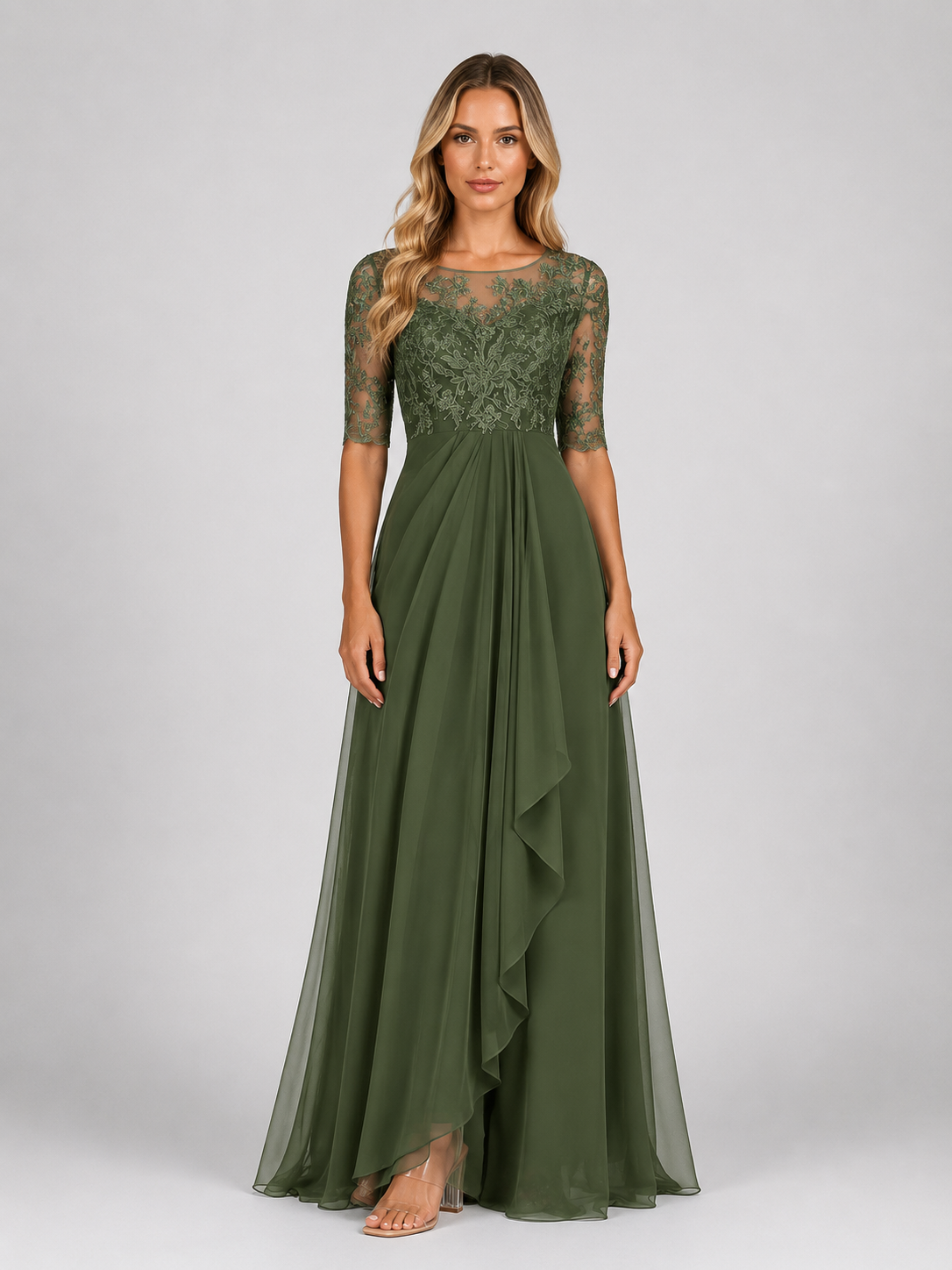 Kimberly - Women's Floral Summer Wedding Guest Midi Dress-Mode Dames Jurk-Lyrasue-Green-XS-Lyrasue