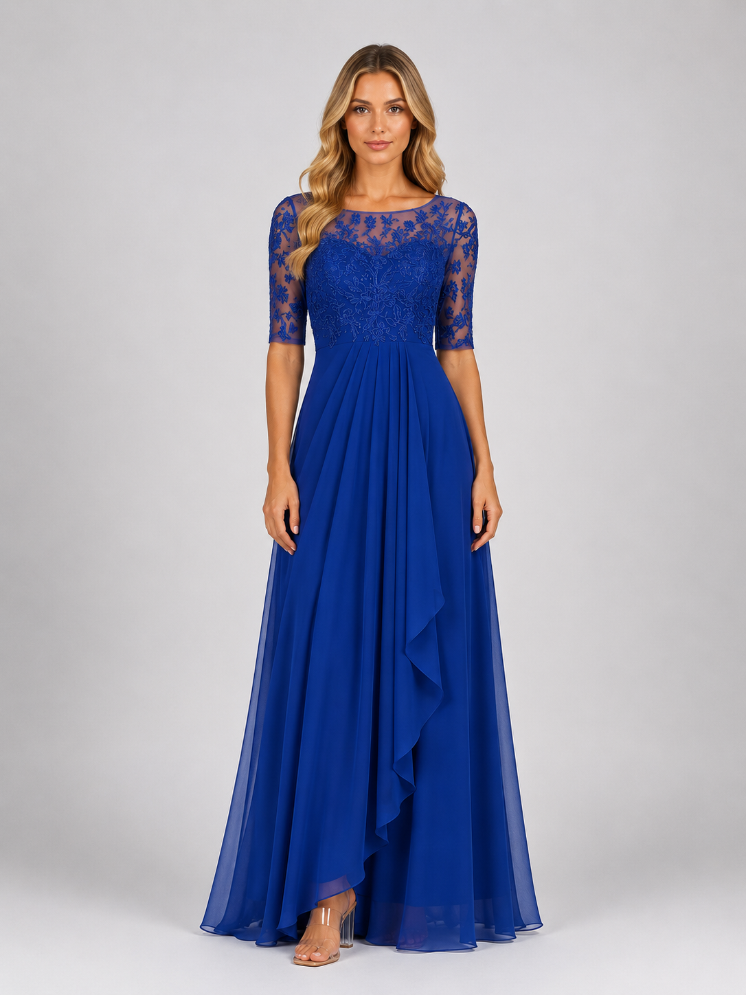 Kimberly - Women's Floral Summer Wedding Guest Midi Dress-Mode Dames Jurk-Lyrasue-Dark blue-XS-Lyrasue