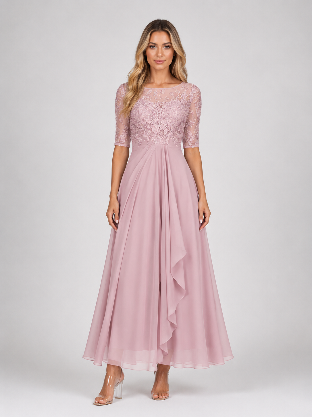 Kimberly - Women's Floral Summer Wedding Guest Midi Dress-Mode Dames Jurk-Lyrasue-Pink-XS-Lyrasue