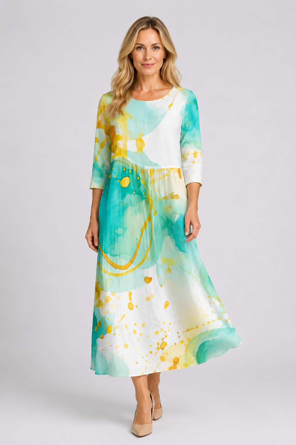 Kinley - Women’s Floral Midi Dress Flowy Summer Style-Women Dress Midi Spring-Lyrasue-Green-S-Lyrasue