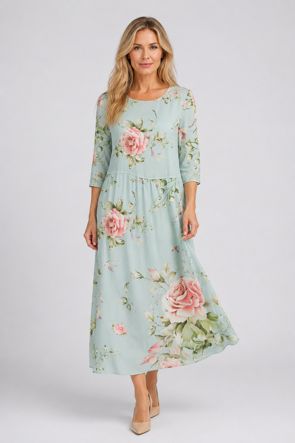 Kinley - Women’s Floral Midi Dress Flowy Summer Style-Women Dress Midi Spring-Lyrasue-Blue-S-Lyrasue