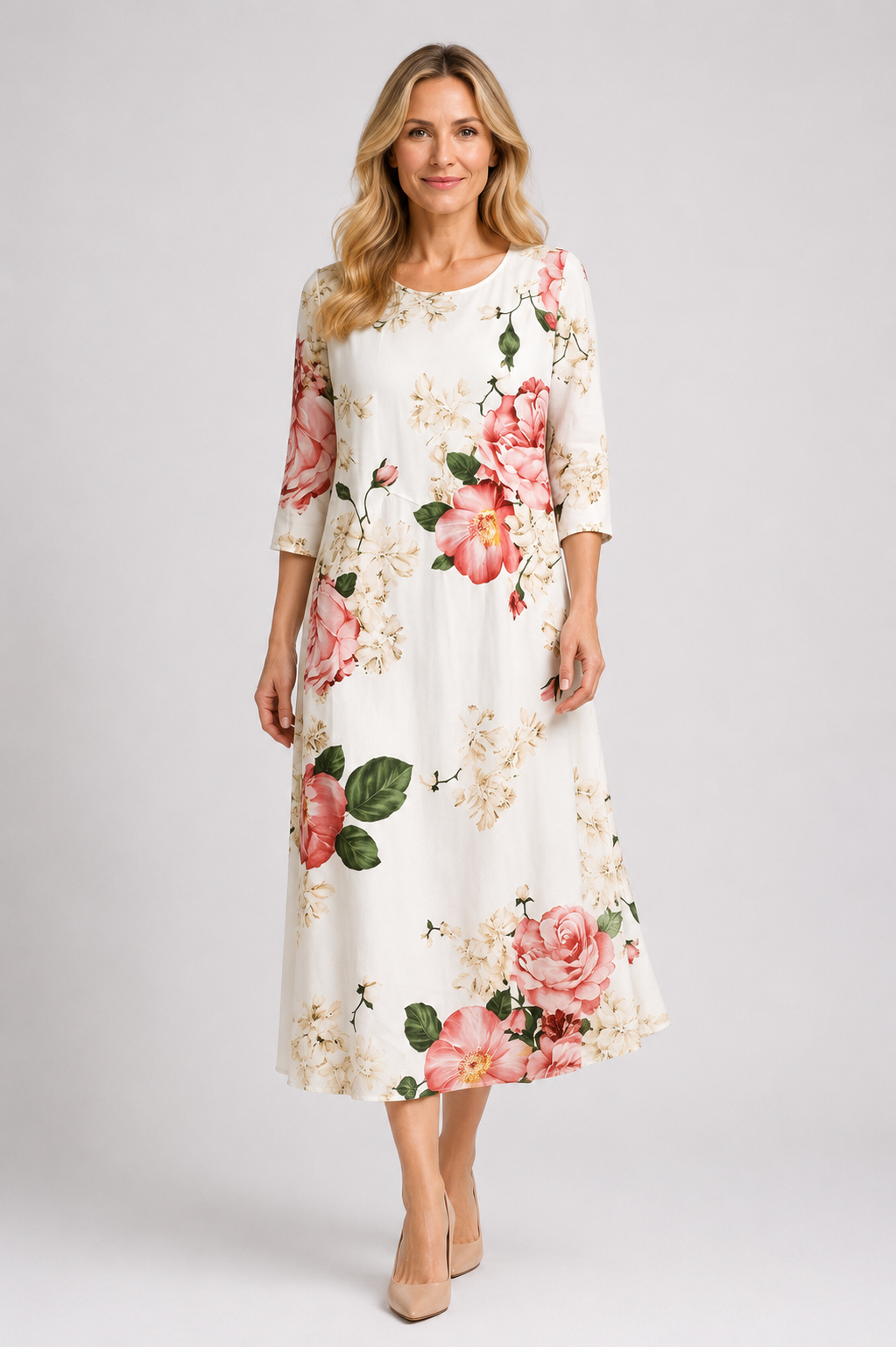 Kinley - Women’s Floral Midi Dress Flowy Summer Style-Women Dress Midi Spring-Lyrasue-Floral-S-Lyrasue