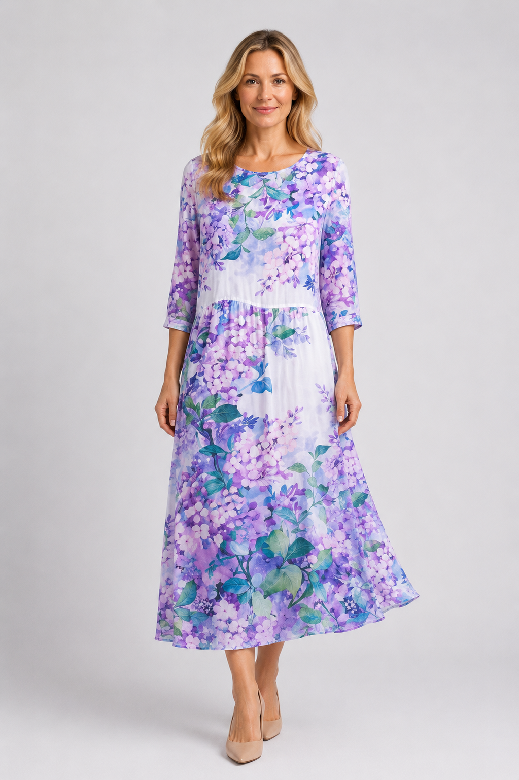 Kinley - Women’s Floral Midi Dress Flowy Summer Style-Women Dress Midi Spring-Lyrasue-Lilac-S-Lyrasue