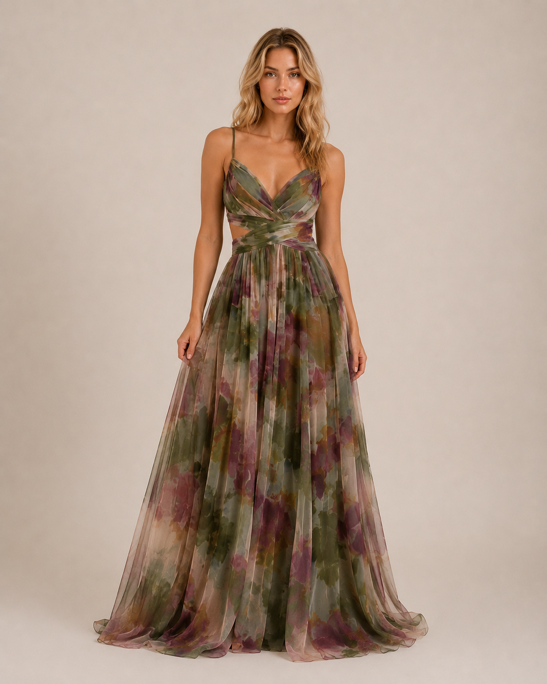 Laila - Women’s Floral Summer Maxi Dress with Adjustable Straps-SS - Womens Dresses-Lyrasue-Green-S-Lyrasue