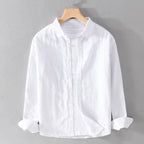 Levy - Men’s Classic Linen Button-Up Shirt-Men Shirts Casual_shirts-Lyrasue-White-S-Lyrasue