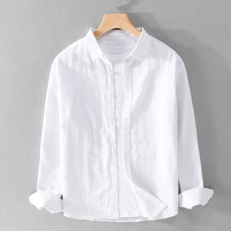 Levy - Men’s Classic Linen Button-Up Shirt-Men Shirts Casual_shirts-Lyrasue-White-S-Lyrasue