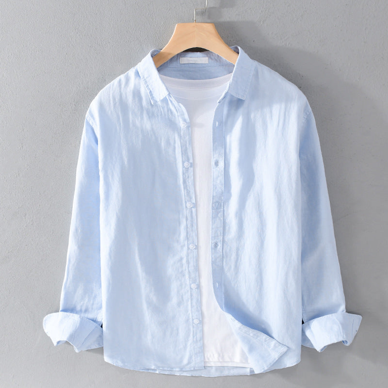 Levy - Men’s Classic Linen Button-Up Shirt-Men Shirts Casual_shirts-Lyrasue-Blue-S-Lyrasue
