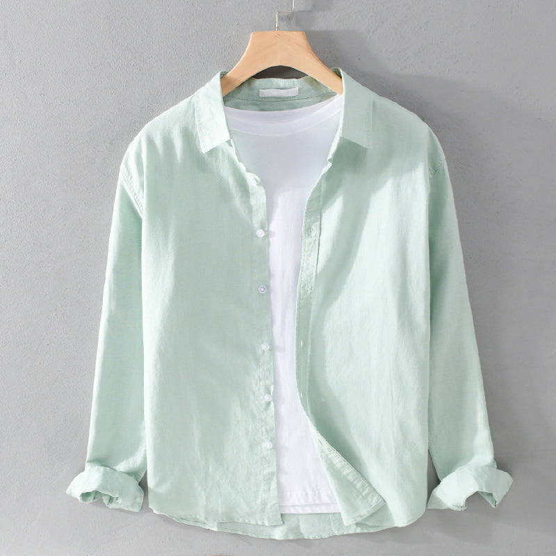 Levy - Men’s Classic Linen Button-Up Shirt-Men Shirts Casual_shirts-Lyrasue-Green-S-Lyrasue