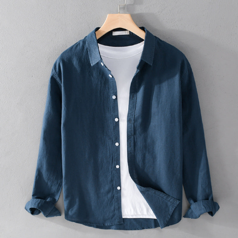 Levy - Men’s Classic Linen Button-Up Shirt-Men Shirts Casual_shirts-Lyrasue-Navy-S-Lyrasue