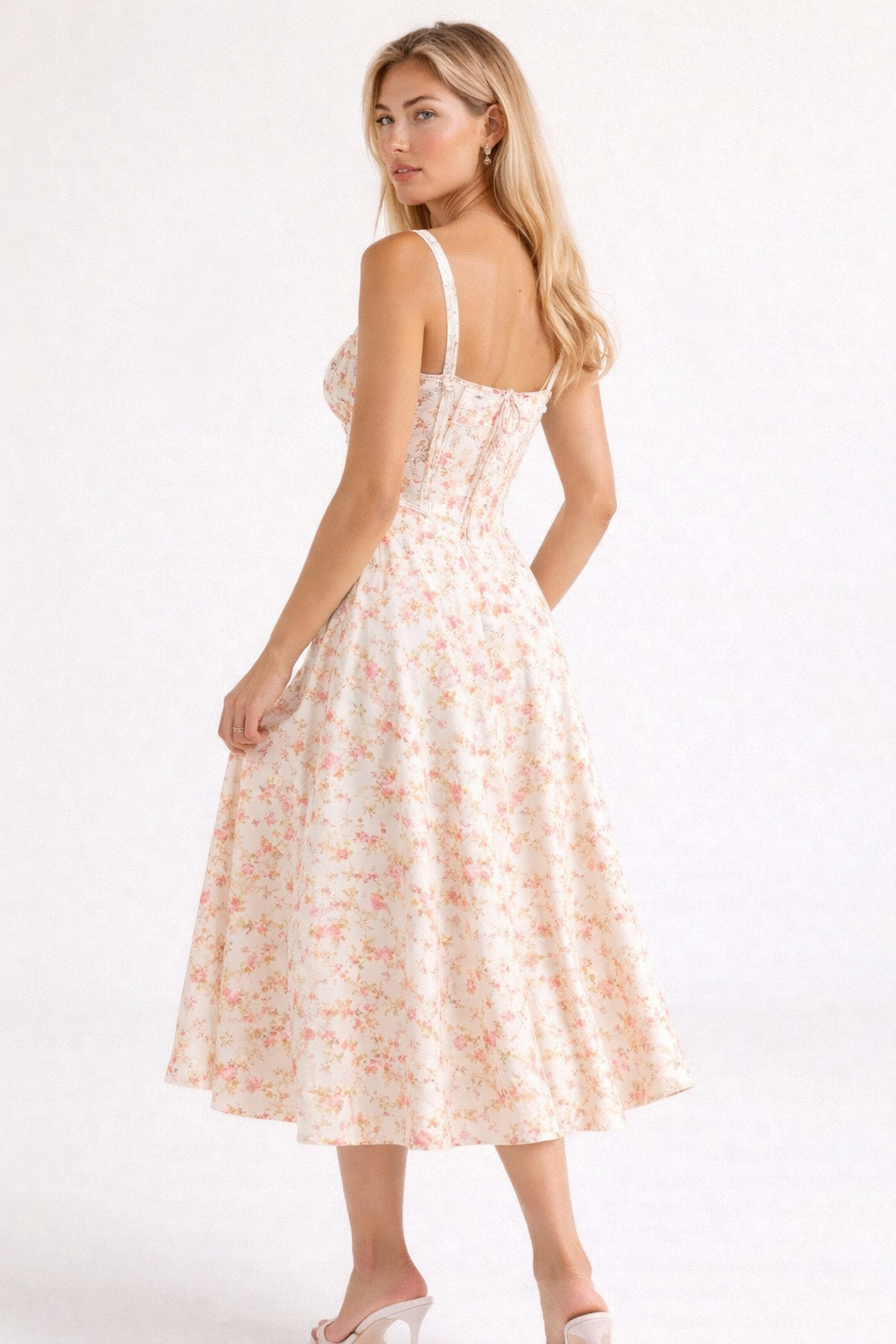 Liana - Women's Corset Midi Wedding Guest Dress-Midi Dresses-Lyrasue-Yellow-S-Lyrasue