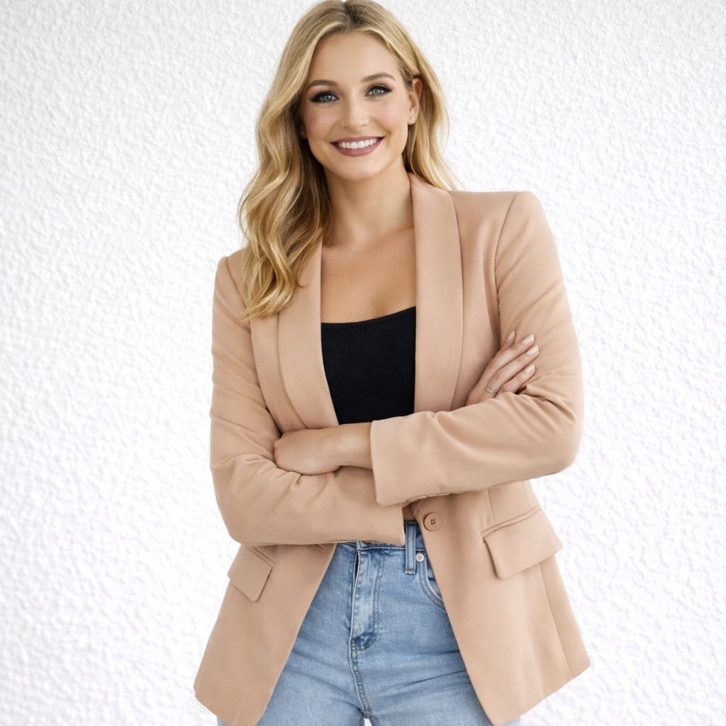 Lisalot – Women's Tailored Blazer Jacket-Blazers-Lyrasue-Khaki-XS-Lyrasue