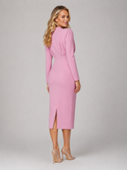 Lyric - Women's High Neck Long Sleeve Midi Dress-Women’s Dress-Lyrasue-Pink-S-Lyrasue
