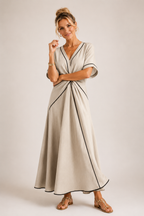 Maisee - Women's Twist Front Maxi Dress-SS - Womens - Dresses-Lyrasue-Apricot-S-Lyrasue