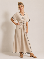 Maisee - Women's Twist Front Maxi Dress-SS - Womens - Dresses-Lyrasue-Apricot-S-Lyrasue