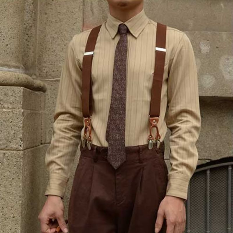 Marlon - Men's Tailored Long Sleeve Dress Shirt-Men Shirts Dress_shirts-Lyrasue-Apricot-M-Lyrasue