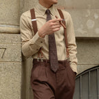 Marlon - Men's Tailored Long Sleeve Dress Shirt-Men Shirts Dress_shirts-Lyrasue-Apricot-M-Lyrasue