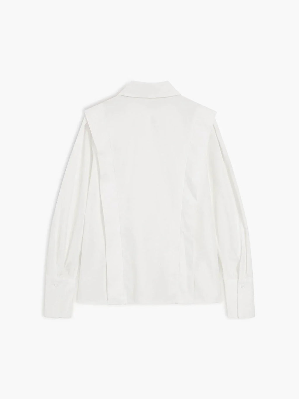Michaela - Women's Oversized Button-Up Blouse with Structured Shoulders-Blusa-Lyrasue-White-S-Lyrasue