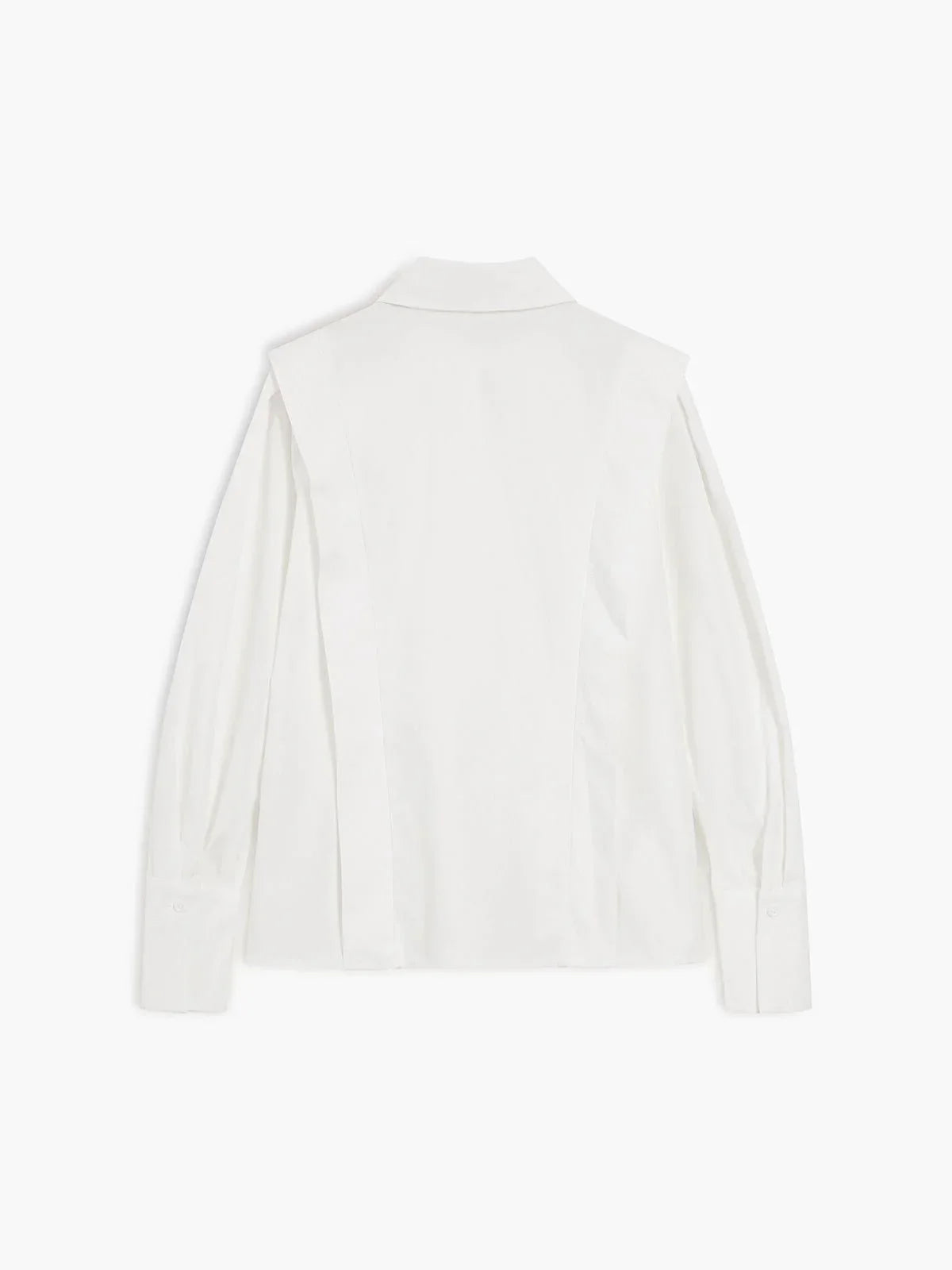 Michaela - Women's Oversized Button-Up Blouse with Structured Shoulders-Blusa-Lyrasue-White-S-Lyrasue