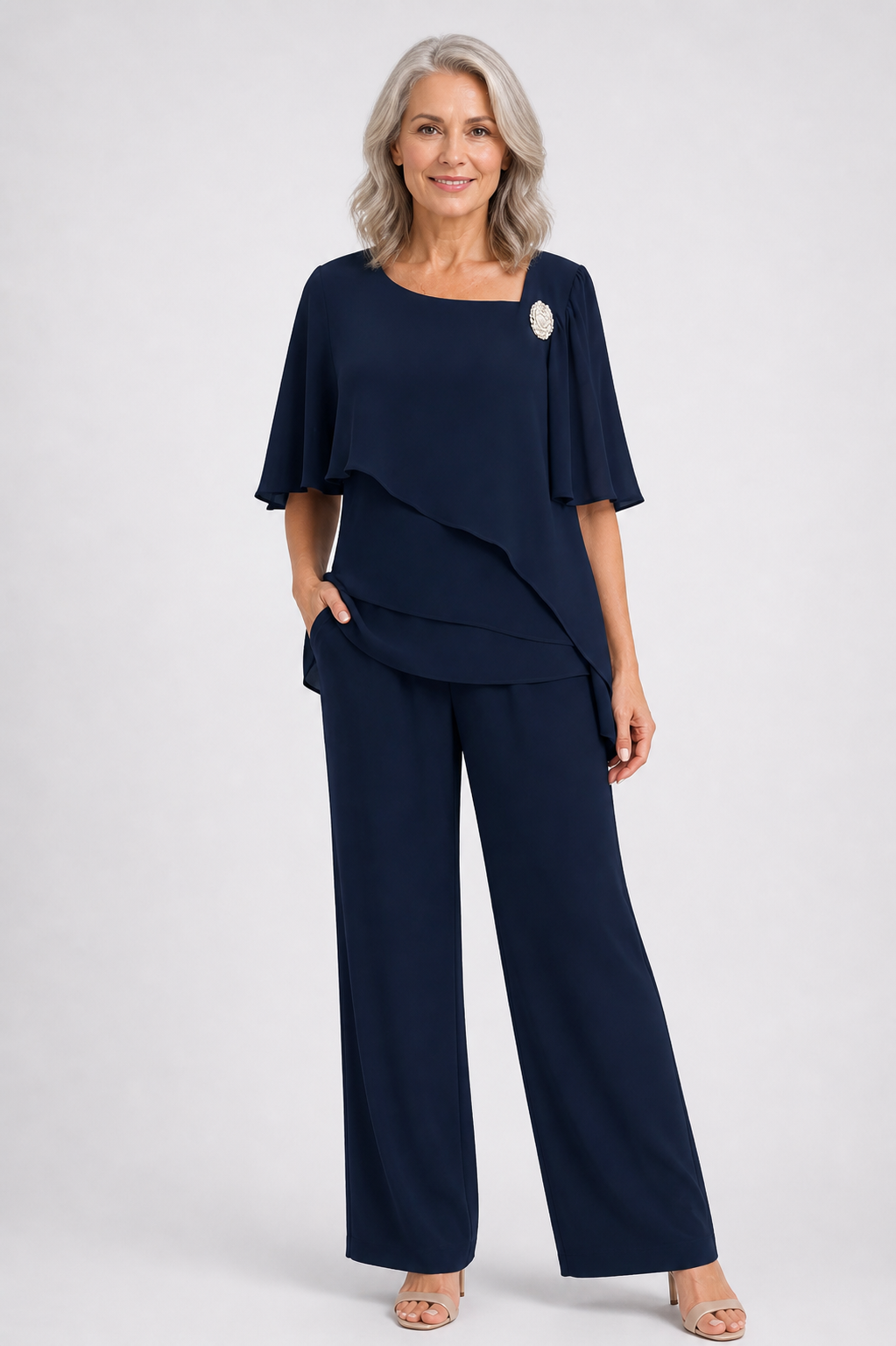 Miranda - Women’s Elegant Two Piece Set-Lyrasue-Navy Blue-XS-Lyrasue