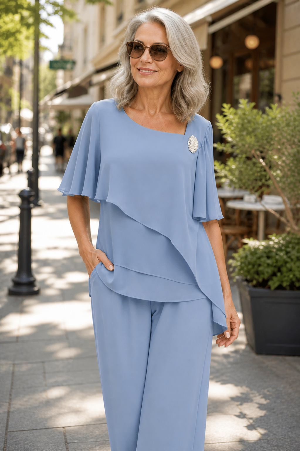 Miranda - Women’s Elegant Two Piece Set-Lyrasue-Light Blue-XS-Lyrasue
