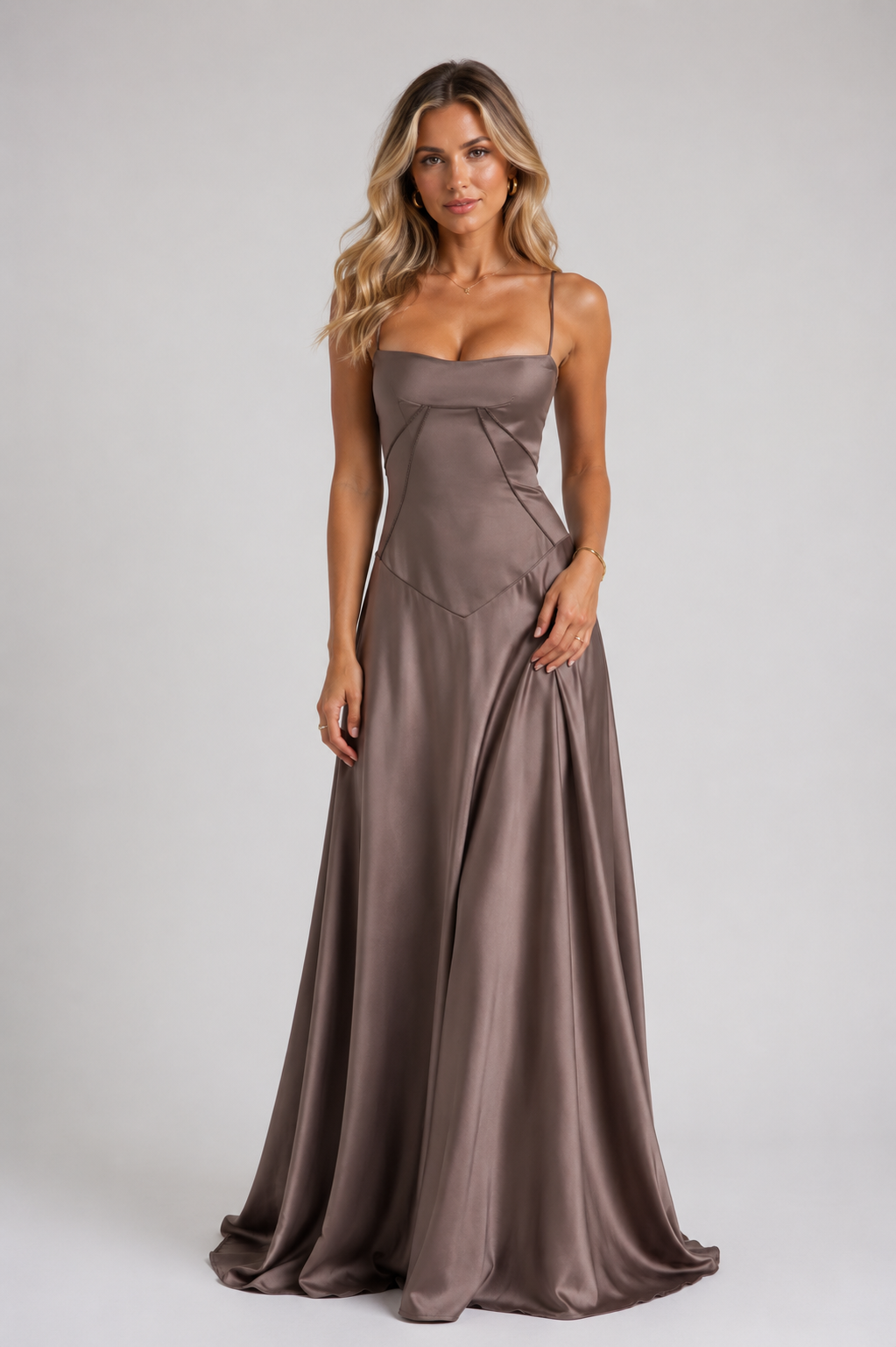 Moriana - Women's Satin Cami Evening Maxi Dress-Dresses-Lyrasue-Smoke Grey-XS-Lyrasue