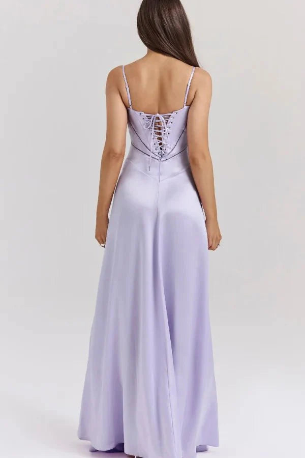 Moriana - Women's Satin Cami Evening Maxi Dress-Dresses-Lyrasue-Black-XS-Lyrasue