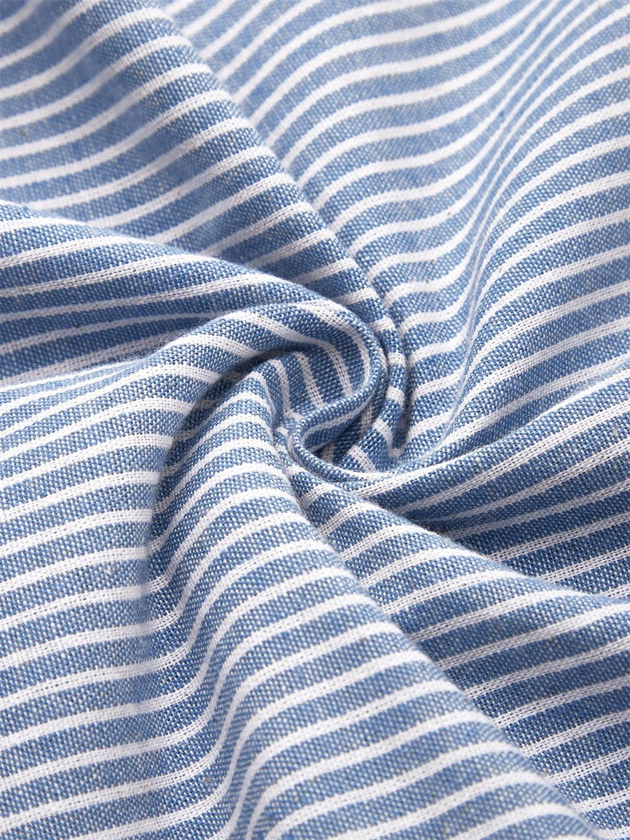 Navy - Women's Striped Button Detail Midi Dress-Dress Women-Lyrasue-Blue-S-Lyrasue